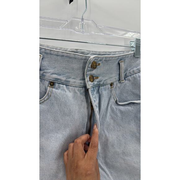 Vintage 80s 90s Bergamo Cuffed Jean Shorts super high waisted light wash size 27 - Picture 3 of 7